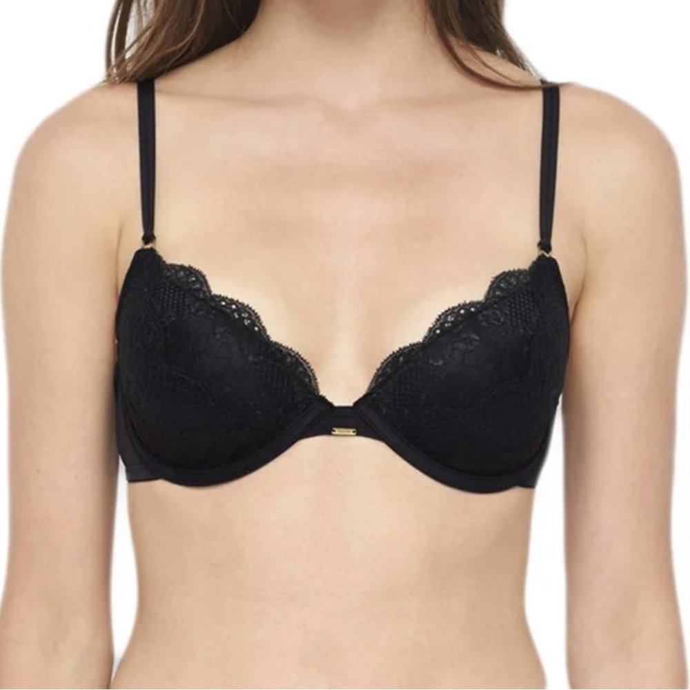 BeMe NYC Women’s Rough & Tumble Lace Demi Bra 36D Black NWT